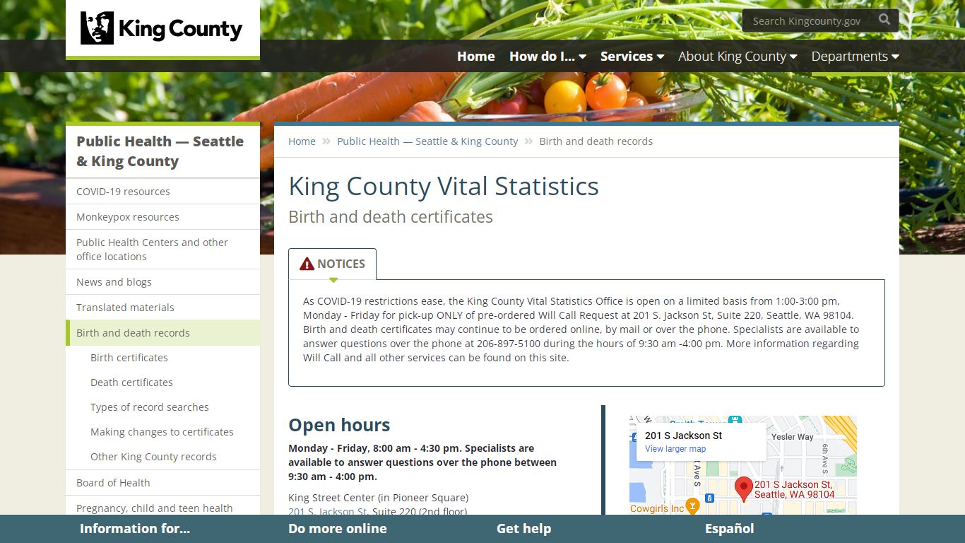 King County Vital Statistics - King County